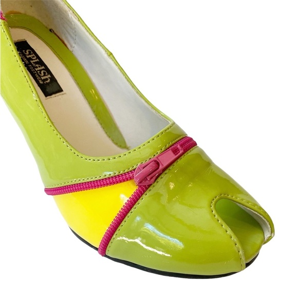 Vintage Y2K Splash Neon Zipper Peep Toe Heels Size 6.5 - Picture 9 of 14